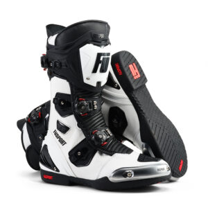 Füsport XR1 Motorcycle Race Boot in White/Black/White